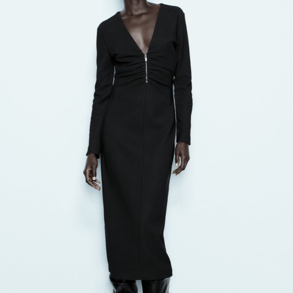 Zippered Crepe Dress